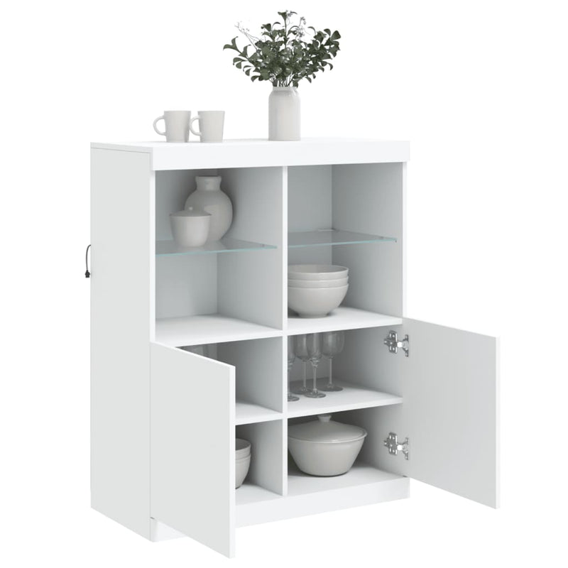 Sideboard with LED Lights White 81x37x100 cm Payday Deals