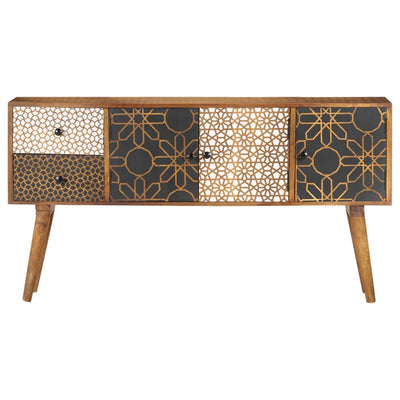 Sideboard with Printed Pattern 130x30x70 cm Solid Mango Wood Payday Deals