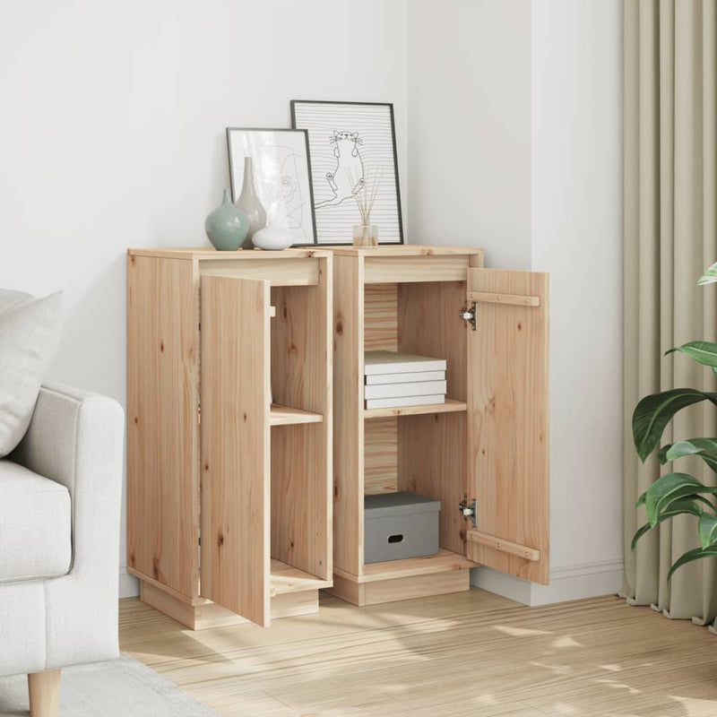 Sideboards 2 pcs 31.5x34x75 cm Solid Wood Pine Payday Deals