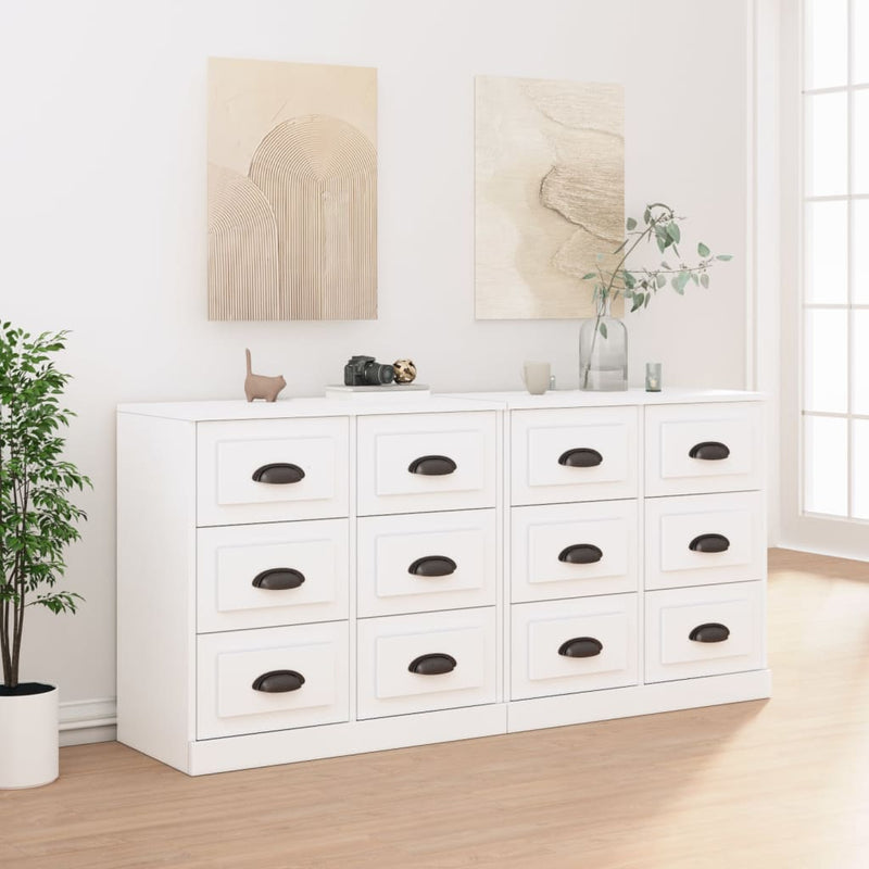 Sideboards 2 pcs High Gloss White Engineered Wood Payday Deals