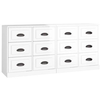 Sideboards 2 pcs High Gloss White Engineered Wood Payday Deals