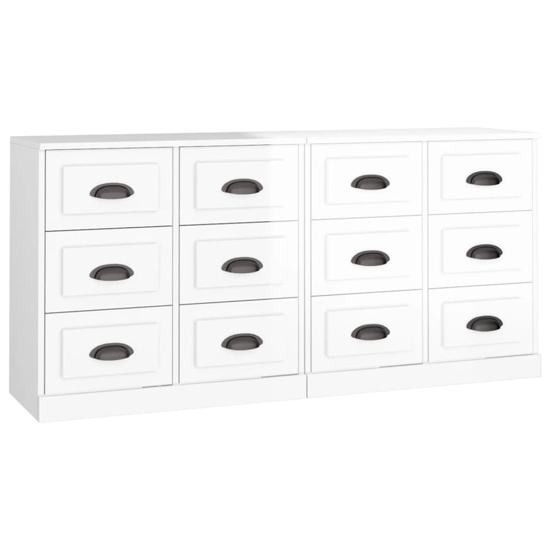 Sideboards 2 pcs High Gloss White Engineered Wood Payday Deals