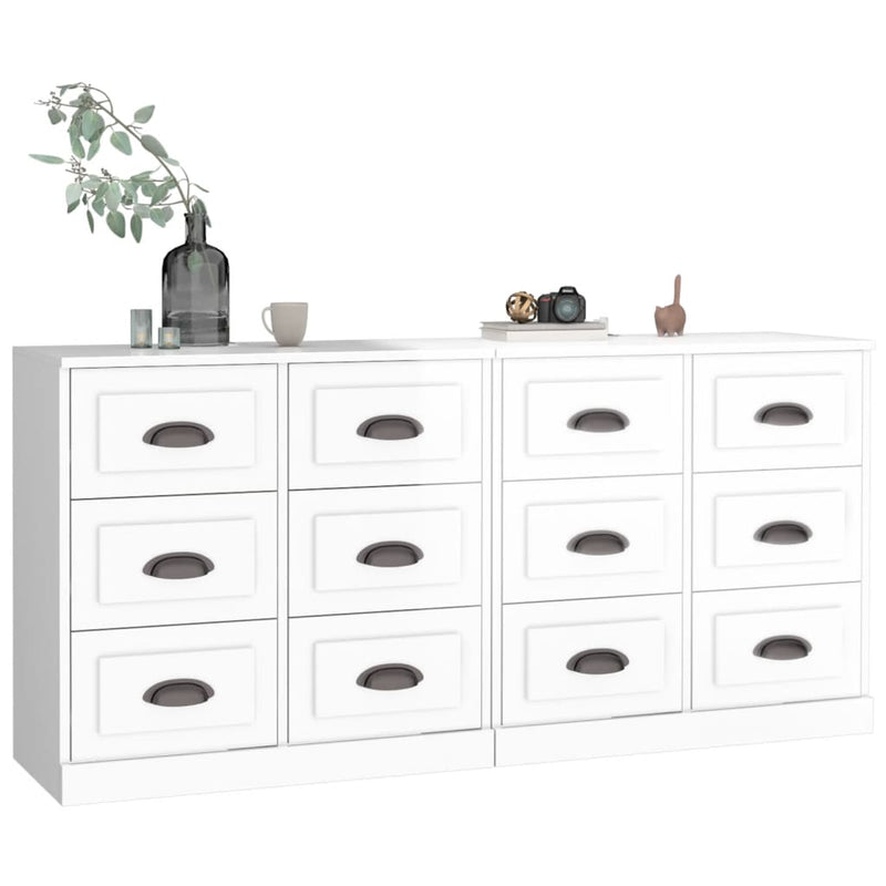 Sideboards 2 pcs High Gloss White Engineered Wood Payday Deals