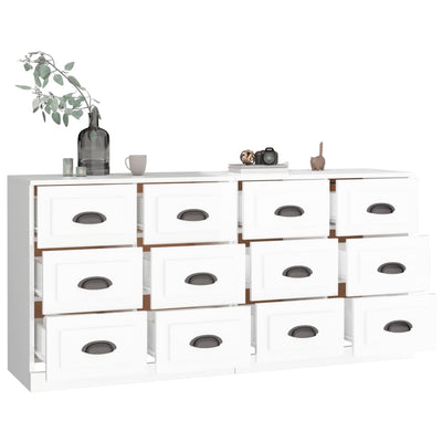 Sideboards 2 pcs High Gloss White Engineered Wood Payday Deals