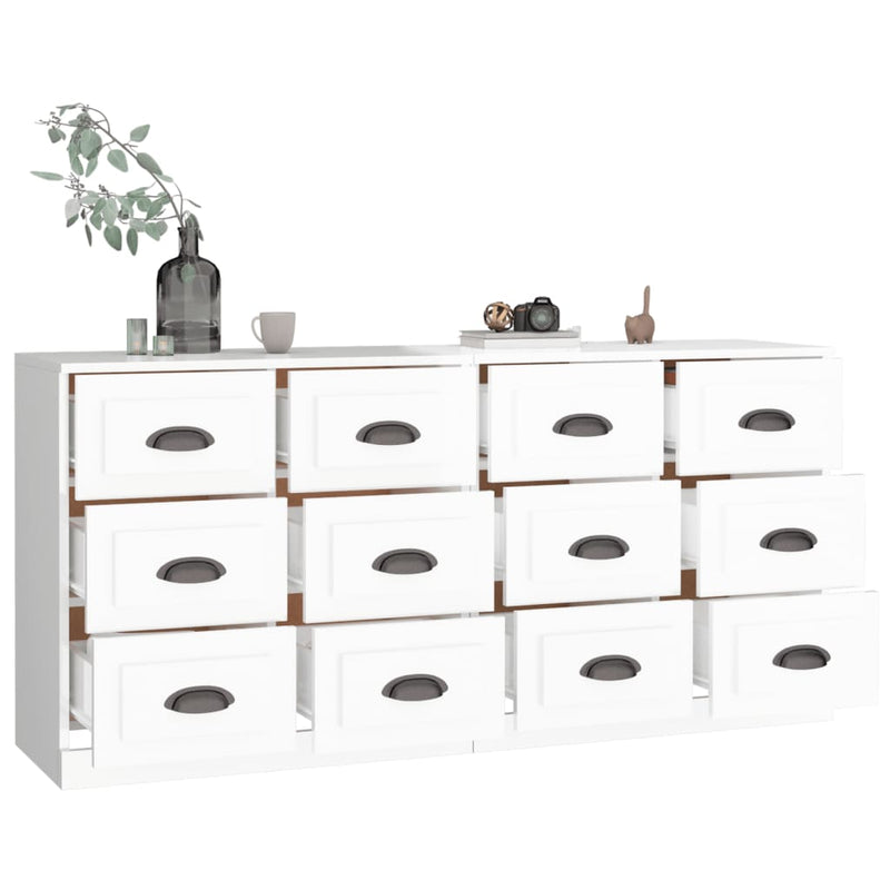 Sideboards 2 pcs High Gloss White Engineered Wood Payday Deals