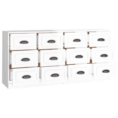 Sideboards 2 pcs High Gloss White Engineered Wood Payday Deals