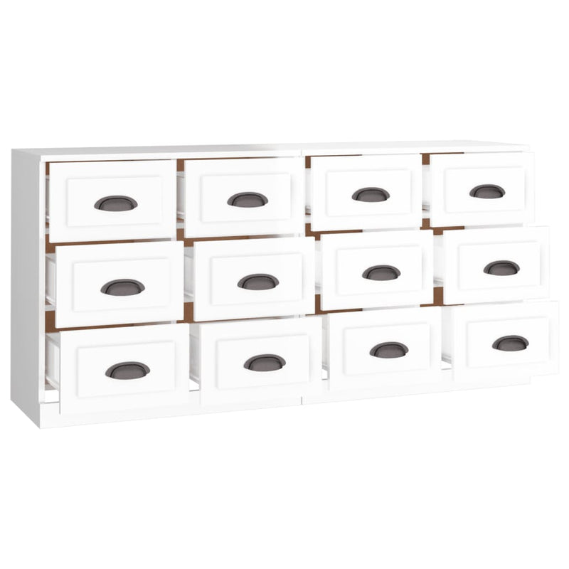 Sideboards 2 pcs High Gloss White Engineered Wood Payday Deals