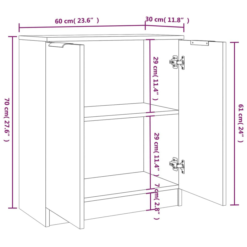 Sideboards 2 pcs Sonoma Oak 60x30x70 cm Engineered Wood Payday Deals