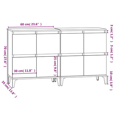 Sideboards 2 pcs Sonoma Oak 60x35x70 cm Engineered Wood Payday Deals