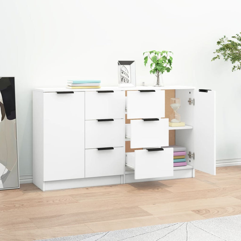 Sideboards 2 pcs White 60x30x70 cm Engineered Wood Payday Deals