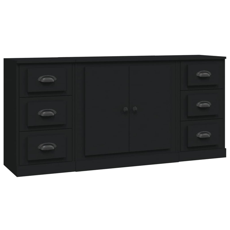 Sideboards 3 pcs Black Engineered Wood Payday Deals