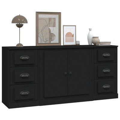 Sideboards 3 pcs Black Engineered Wood Payday Deals