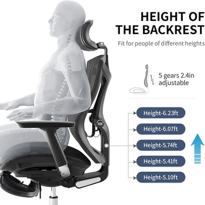 Sihoo Ergonomic Office Chair V1 4D Adjustable High-Back Breathable With Footrest And Lumbar Support Grey Payday Deals