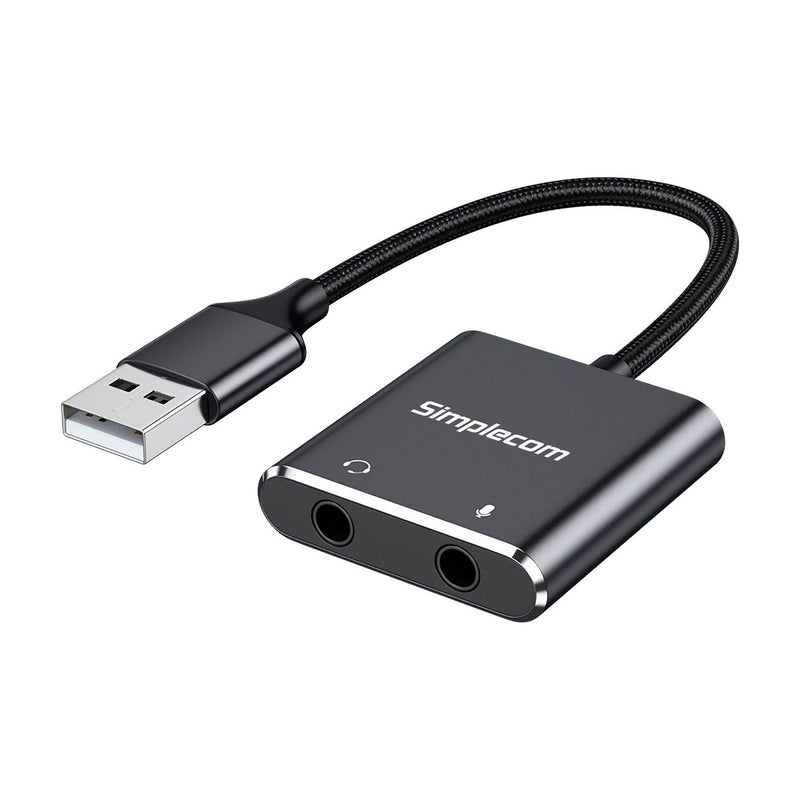 Simplecom CA152 USB to 3.5mm Audio and Microphone Sound Card Adapter for TRS or TRRS Headset with Mic Payday Deals