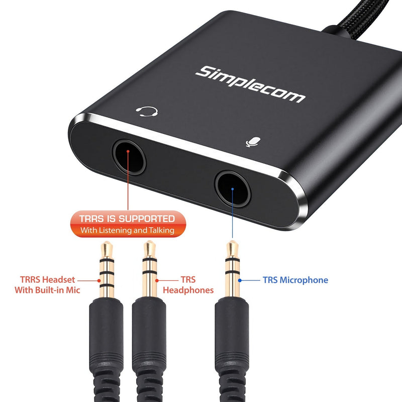 Simplecom CA152 USB to 3.5mm Audio and Microphone Sound Card Adapter for TRS or TRRS Headset with Mic Payday Deals