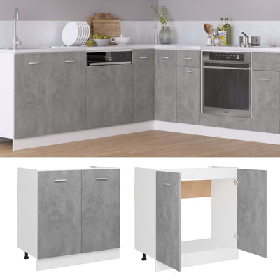 Sink Bottom Cabinet Concrete Grey 80x46x81.5 cm Engineered Wood Payday Deals