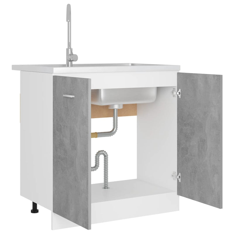 Sink Bottom Cabinet Concrete Grey 80x46x81.5 cm Engineered Wood Payday Deals