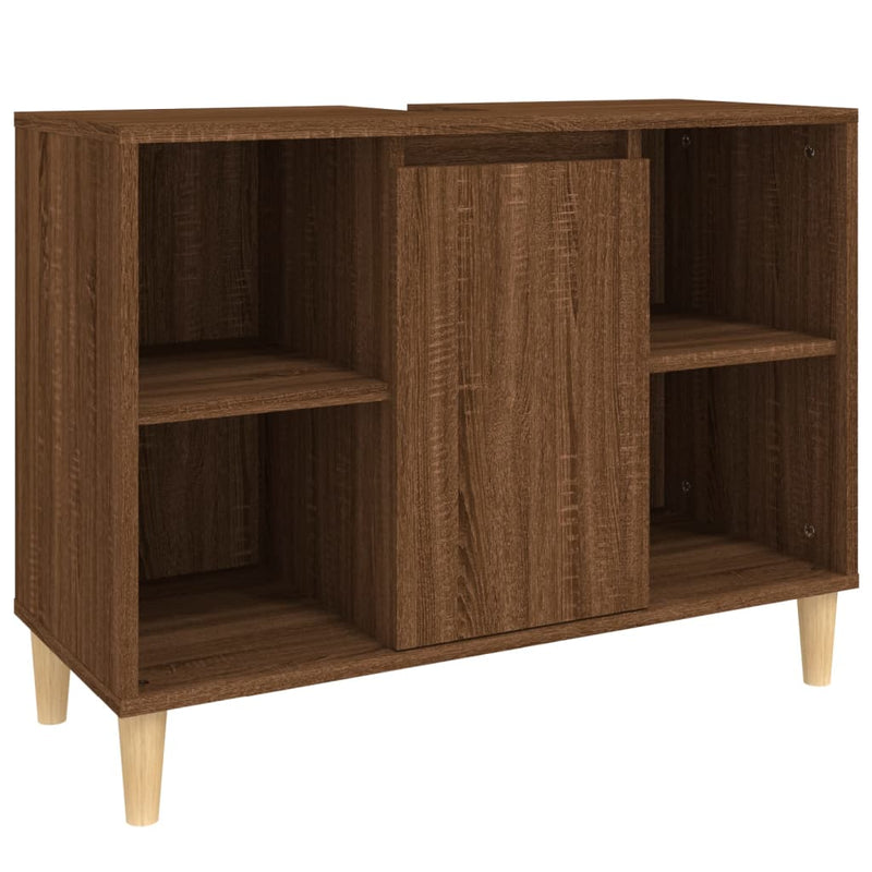 Sink Cabinet Brown Oak 80x33x60 cm Engineered Wood Payday Deals