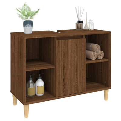Sink Cabinet Brown Oak 80x33x60 cm Engineered Wood Payday Deals