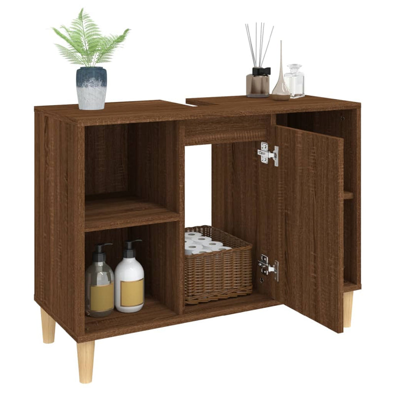 Sink Cabinet Brown Oak 80x33x60 cm Engineered Wood Payday Deals