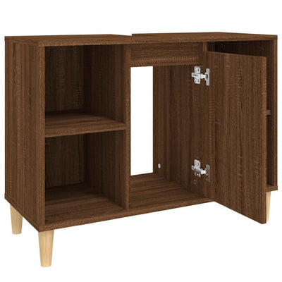 Sink Cabinet Brown Oak 80x33x60 cm Engineered Wood Payday Deals