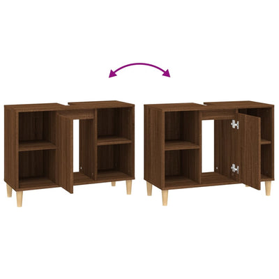 Sink Cabinet Brown Oak 80x33x60 cm Engineered Wood Payday Deals