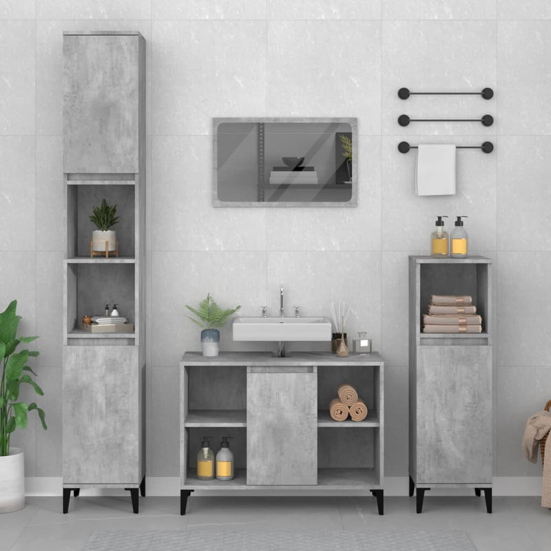 Sink Cabinet Concrete Grey 80x33x60 cm Engineered Wood Payday Deals