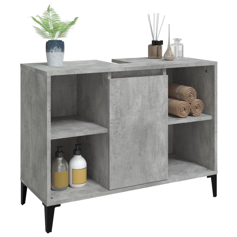 Sink Cabinet Concrete Grey 80x33x60 cm Engineered Wood Payday Deals