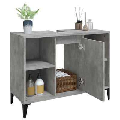 Sink Cabinet Concrete Grey 80x33x60 cm Engineered Wood Payday Deals