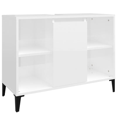 Sink Cabinet High Gloss White 80x33x60 cm Engineered Wood Payday Deals