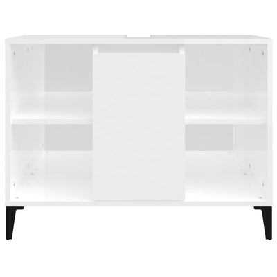 Sink Cabinet High Gloss White 80x33x60 cm Engineered Wood Payday Deals