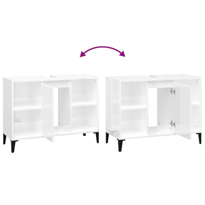 Sink Cabinet High Gloss White 80x33x60 cm Engineered Wood Payday Deals