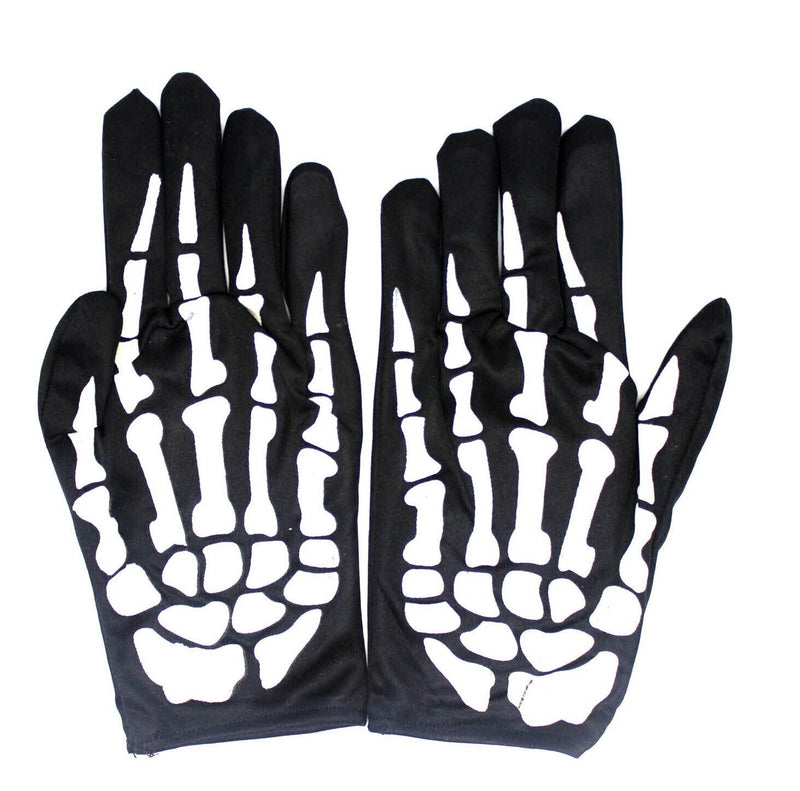 SKELETON GLOVES Costume Party Accessory Halloween Horror Fancy Dress Bone Print Payday Deals