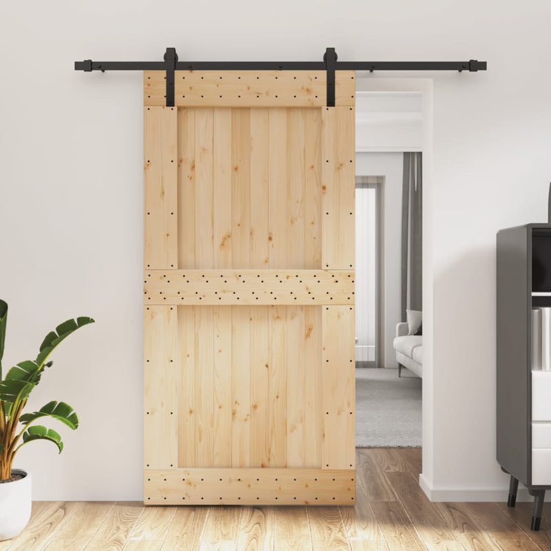 Sliding Door with Hardware Set 100x210 cm Solid Wood Pine Payday Deals