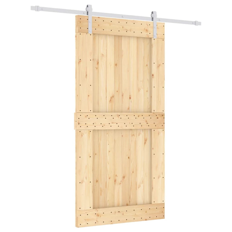 Sliding Door with Hardware Set 100x210 cm Solid Wood Pine Payday Deals