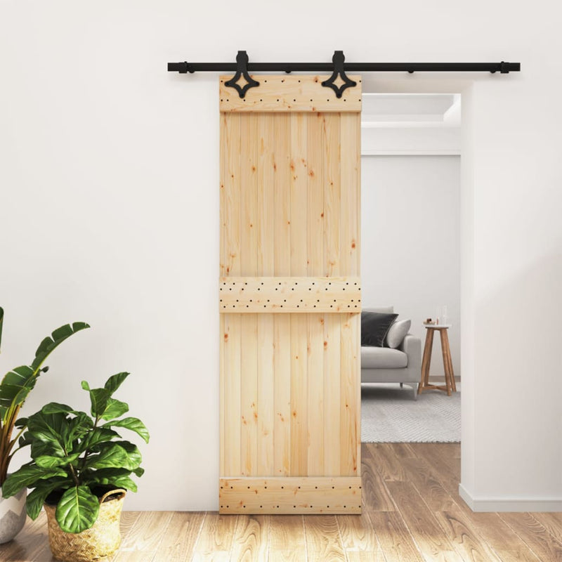Sliding Door with Hardware Set 70x210 cm Solid Wood Pine Payday Deals