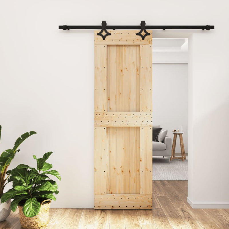 Sliding Door with Hardware Set 70x210 cm Solid Wood Pine Payday Deals