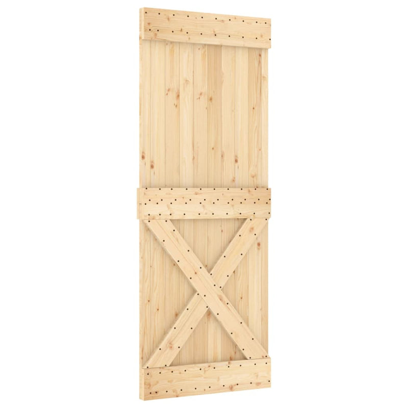 Sliding Door with Hardware Set 80x210 cm Solid Wood Pine Payday Deals