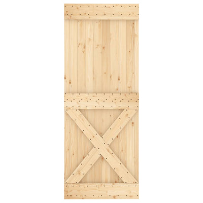 Sliding Door with Hardware Set 80x210 cm Solid Wood Pine Payday Deals