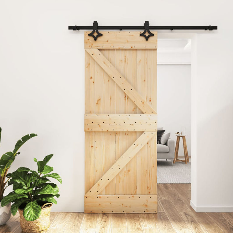 Sliding Door with Hardware Set 85x210 cm Solid Wood Pine Payday Deals