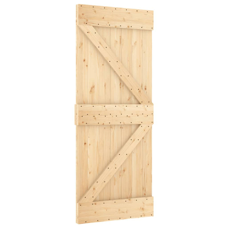 Sliding Door with Hardware Set 85x210 cm Solid Wood Pine Payday Deals