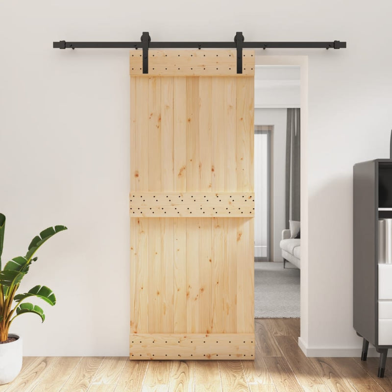 Sliding Door with Hardware Set 85x210 cm Solid Wood Pine Payday Deals