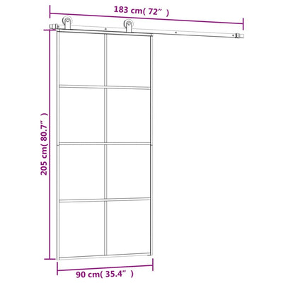 Sliding Door with Hardware Set 90x205 cm ESG Glass&Aluminium Payday Deals