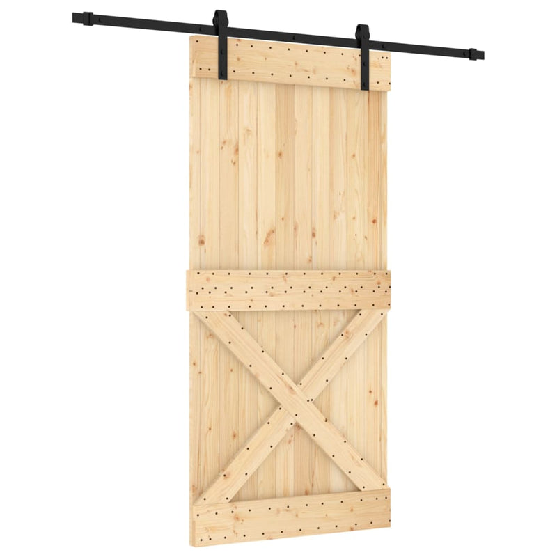 Sliding Door with Hardware Set 95x210 cm Solid Wood Pine Payday Deals