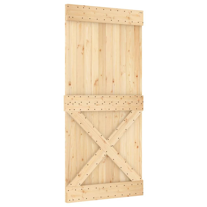 Sliding Door with Hardware Set 95x210 cm Solid Wood Pine Payday Deals