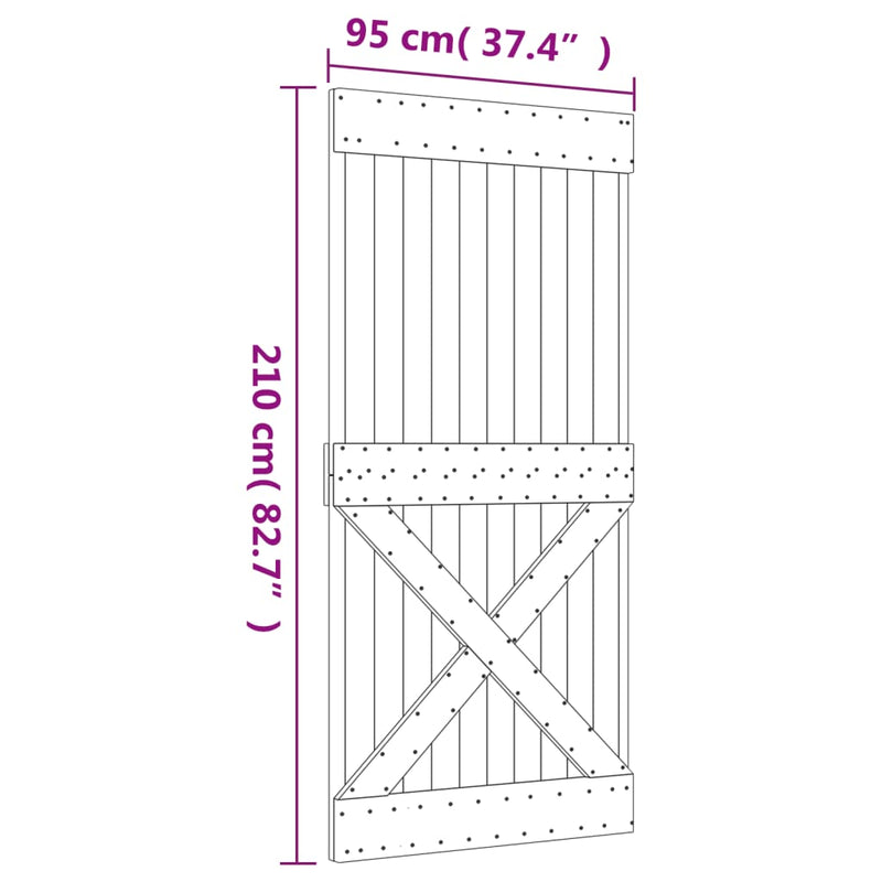 Sliding Door with Hardware Set 95x210 cm Solid Wood Pine Payday Deals