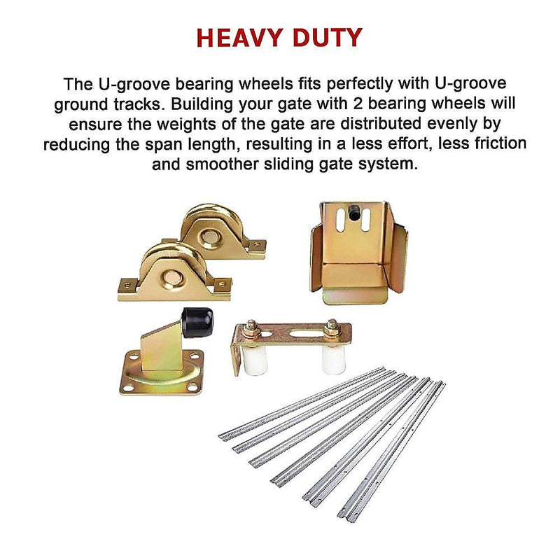 Sliding Gate Hardware Accessories Kit - 6m Track, Wheels, Stopper, Roller Guide Payday Deals