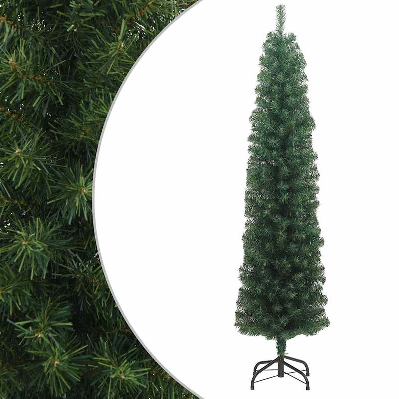 Slim Artificial Christmas Tree with Stand Green 240 cm PVC Payday Deals