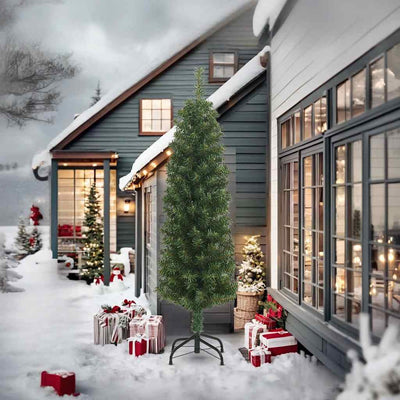 Slim Artificial Christmas Tree with Stand Green 240 cm PVC Payday Deals