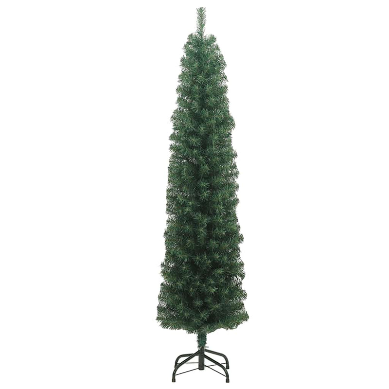 Slim Artificial Christmas Tree with Stand Green 240 cm PVC Payday Deals